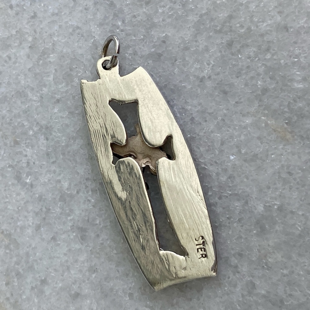 VNTG 925 Silver Cross and Dove Pendant - Picture 7 of 8